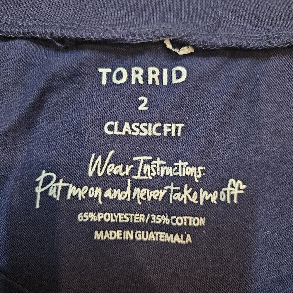 Torrid Classic Fit V-Neck Tee Navy Blue Size 2X (2) Plus Size - Picture 4 of 6